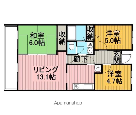 京成松戸線 五香駅 徒歩12分 3階建 築30年の間取り写真