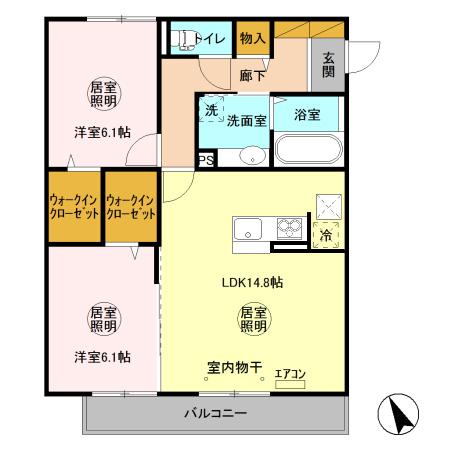 サンク・レーブ Aの間取り写真
