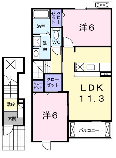 井原市高屋町のアパートの間取り