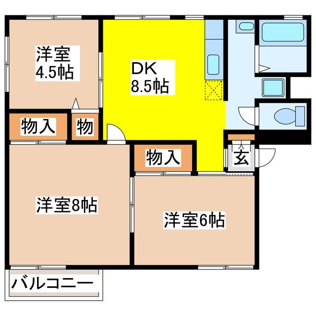 広島県東広島市西条中央６（アパート）の賃貸物件の間取り