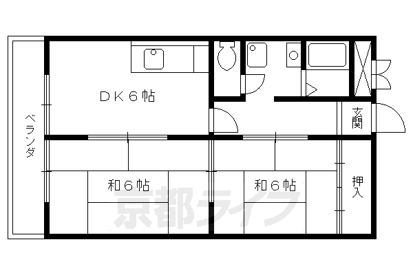 京都市北区西賀茂柿ノ木町のマンションの間取り