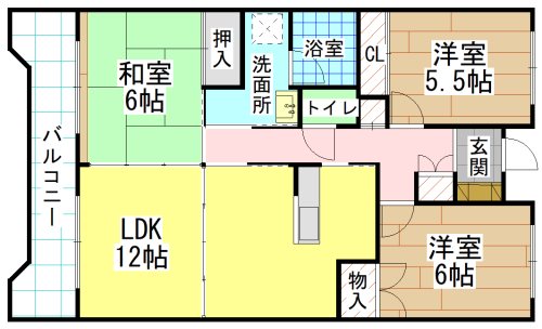 北九州市小倉北区中井のマンションの間取り