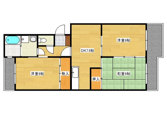 広島市西区井口台のマンションの間取り