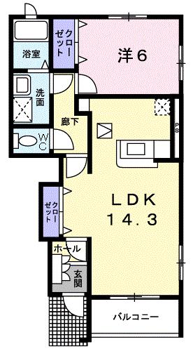 西条市樋之口のアパートの間取り