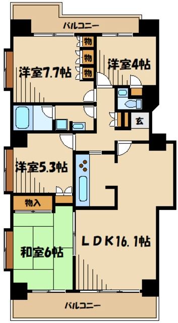 大和市中央林間のマンションの間取り