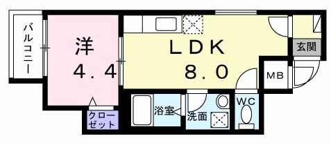 東大阪市岩田町のアパートの間取り