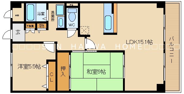 八尾市青山町のマンションの間取り