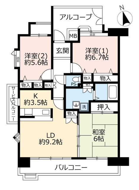 ＵＲアーバンラフレ虹ヶ丘中の間取り