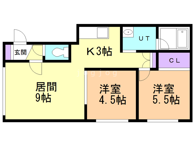 札幌市手稲区西宮の沢一条のアパートの間取り