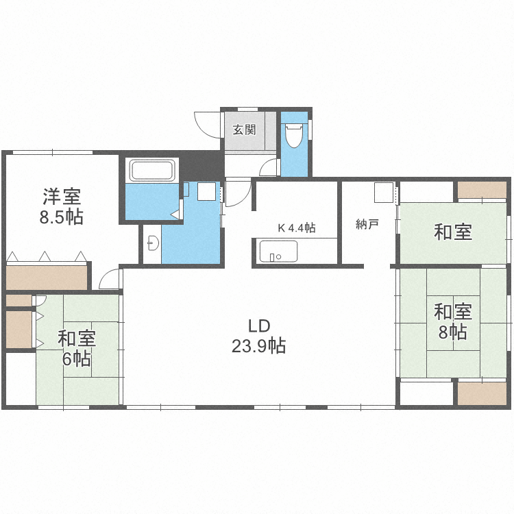 札幌市豊平区美園五条のマンションの間取り