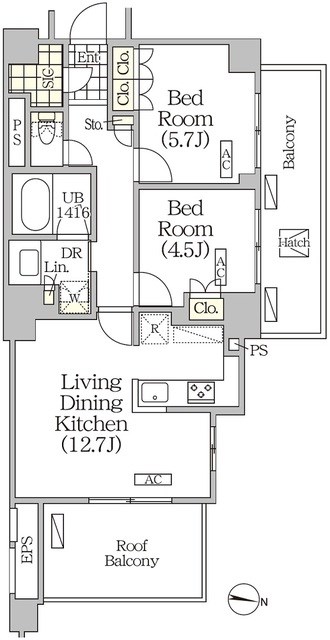 【目黒区南のマンションの間取り】