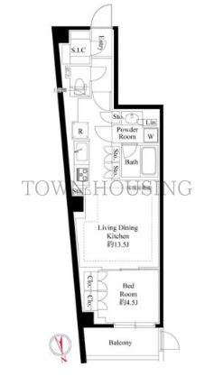 港区西麻布のマンションの間取り