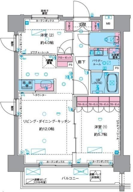 台東区今戸のマンションの間取り