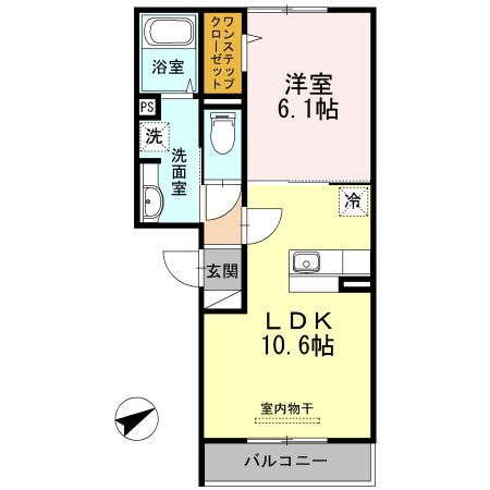 大阪市港区田中のアパートの間取り