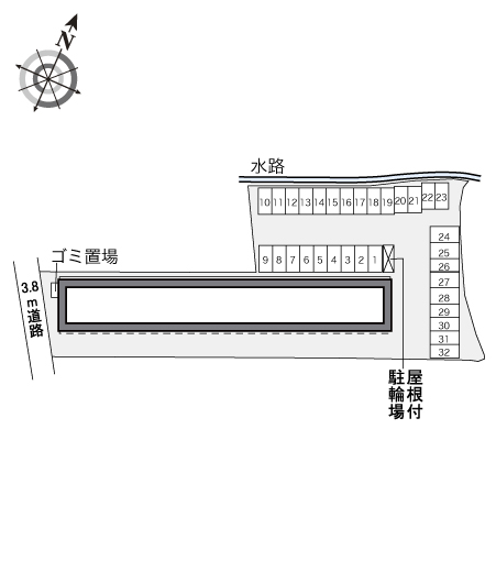 【レオパレスＳｈｉｋｏｋｕ中央の駐車場】