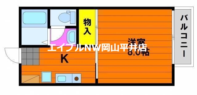 瀬戸内市邑久町山田庄のアパートの間取り