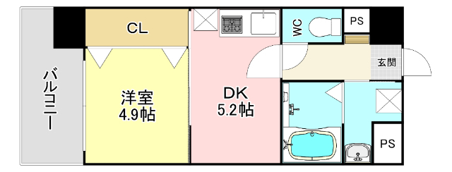 北九州市小倉北区片野のマンションの間取り