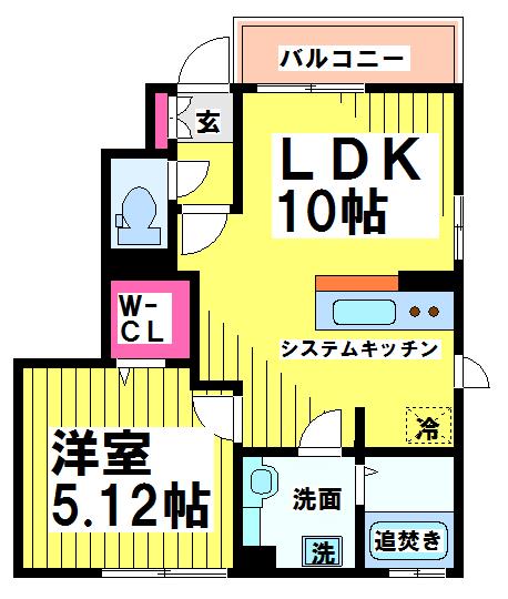 調布市布田のアパートの間取り