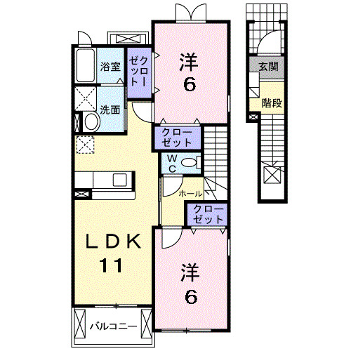 南足柄市岩原のアパートの間取り