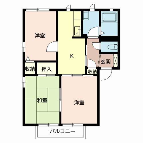 明石市二見町東二見のアパートの間取り