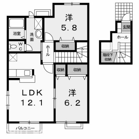 【前橋市茂木町のアパートの間取り】