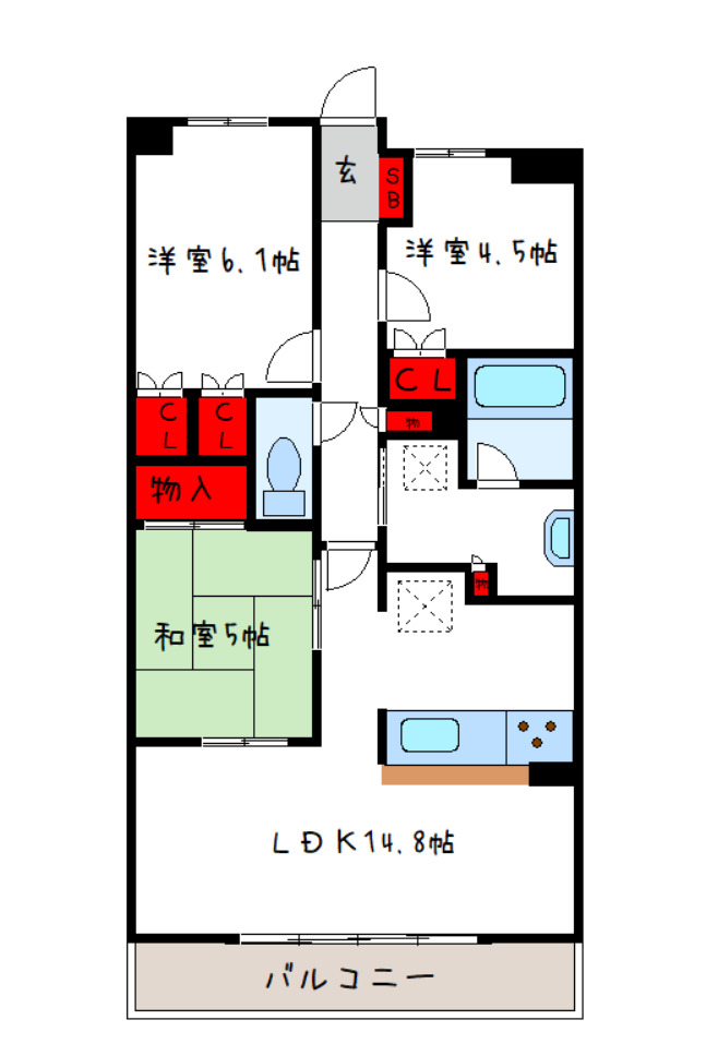 【八尾市龍華町のマンションの間取り】