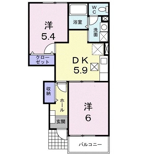 八戸市湊高台のアパートの間取り