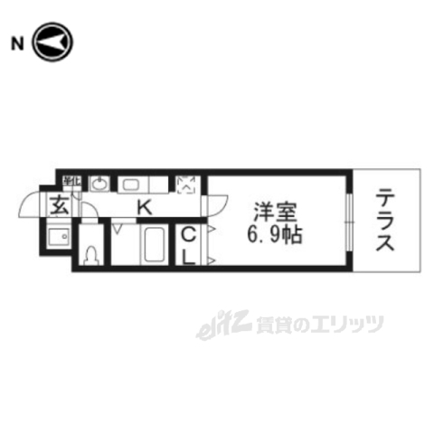 京都市南区西九条東島町のマンションの間取り