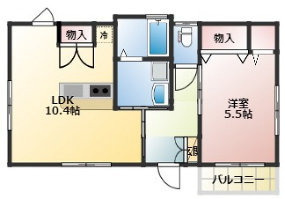 岡山市南区妹尾のアパートの間取り