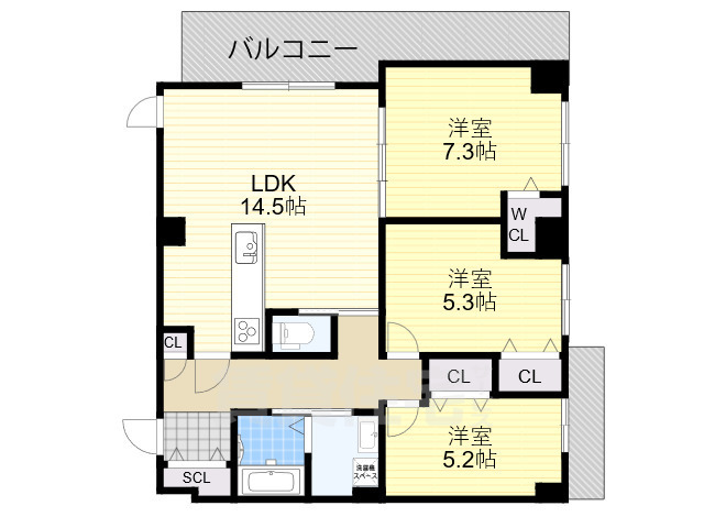 大阪市阿倍野区阪南町のマンションの間取り