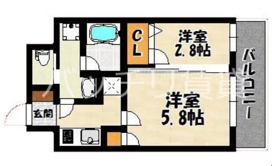 福岡市中央区渡辺通のマンションの間取り