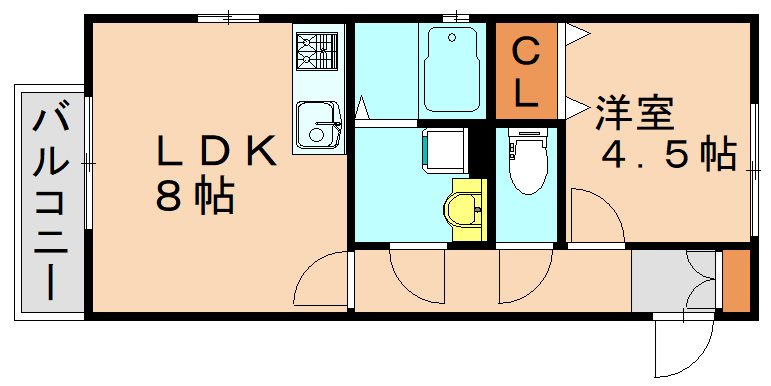 北九州市小倉北区上富野のアパートの間取り