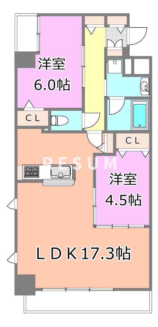 千葉市中央区新千葉のマンションの間取り