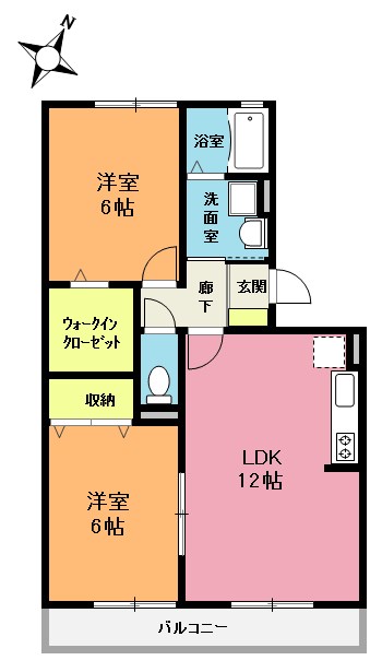 北足立郡伊奈町中央のアパートの間取り