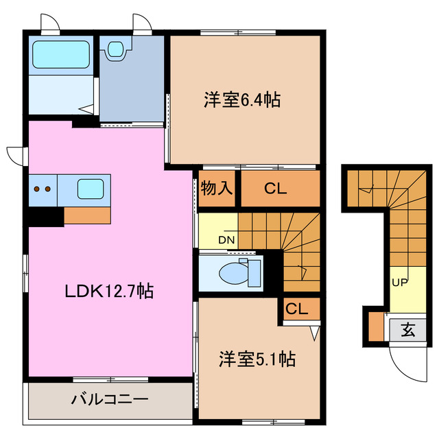 津市栗真町屋町のアパートの間取り