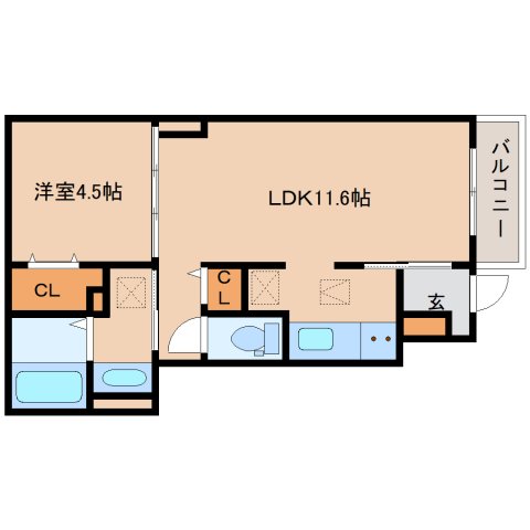 【御所市大字東辻のアパートの間取り】