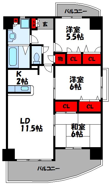 ホウシュウコーポ篠栗9番館の間取り