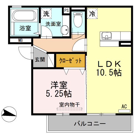 尾道市高須町のアパートの間取り