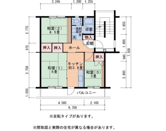 UR泉北茶山台二丁団地1棟の間取り