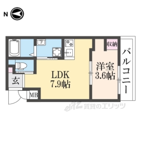 宇治市広野町のアパートの間取り