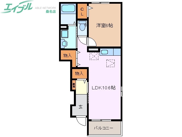 【三重郡川越町大字亀崎新田のアパートの間取り】