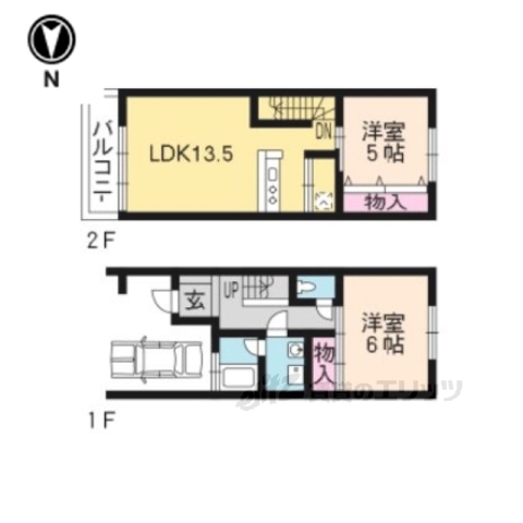 京都市西京区下津林前泓町のマンションの間取り