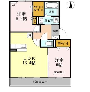 名古屋市緑区黒沢台のアパートの間取り