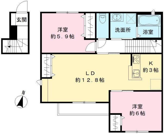 神戸市東灘区岡本のアパートの間取り