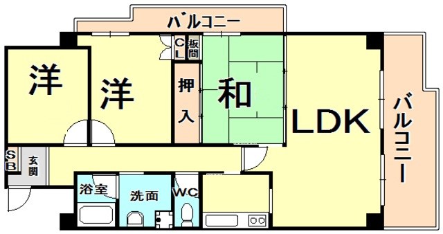阪神本線 武庫川駅 徒歩11分 7階建 築33年の間取り写真