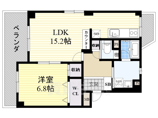ＪＲ東海道本線 千里丘駅 徒歩3分 4階建 築45年の間取り写真