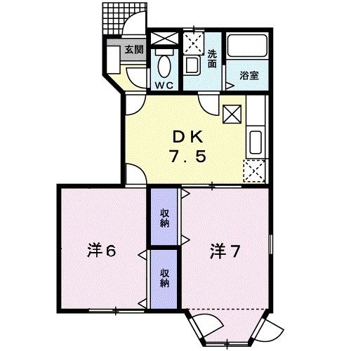 宇部市東梶返のアパートの間取り