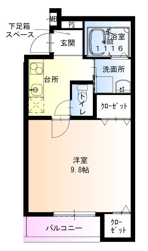 【尼崎市東大物町のアパートの間取り】