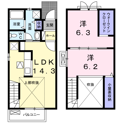 サン・コテージュＢの間取り