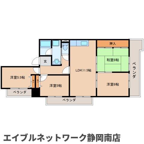 静岡市駿河区小鹿のマンションの間取り